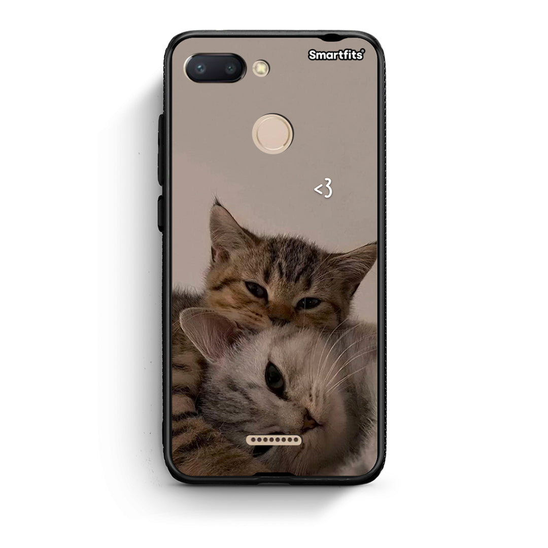 Xiaomi Redmi 6 Cats In Love Θήκη από τη Smartfits με σχέδιο στο πίσω μέρος και μαύρο περίβλημα | Smartphone case with colorful back and black bezels by Smartfits