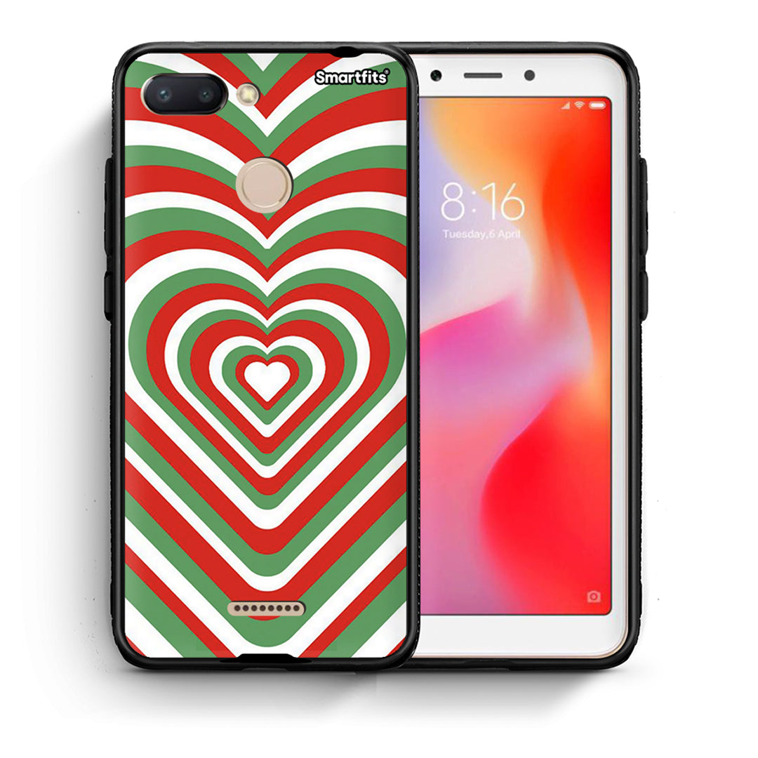 Θήκη Xiaomi Redmi 6 Christmas Hearts από τη Smartfits με σχέδιο στο πίσω μέρος και μαύρο περίβλημα | Xiaomi Redmi 6 Christmas Hearts case with colorful back and black bezels