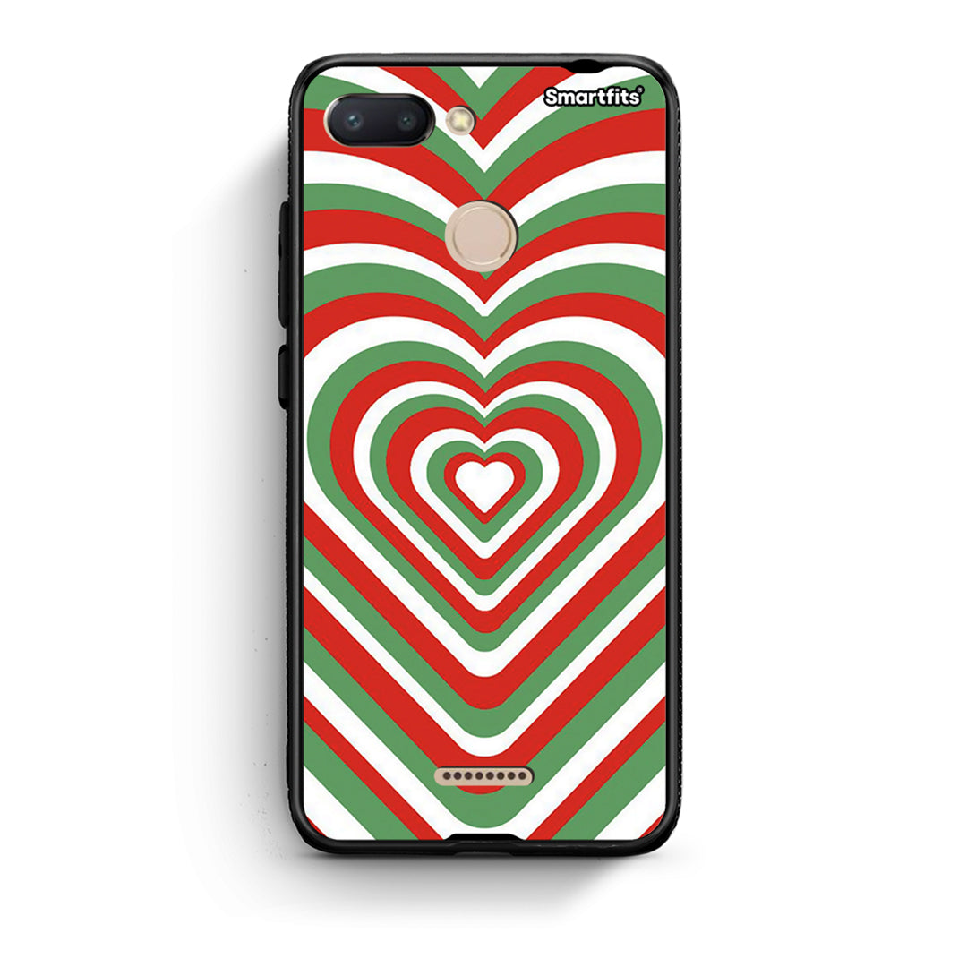 Xiaomi Redmi 6 Christmas Hearts θήκη από τη Smartfits με σχέδιο στο πίσω μέρος και μαύρο περίβλημα | Smartphone case with colorful back and black bezels by Smartfits