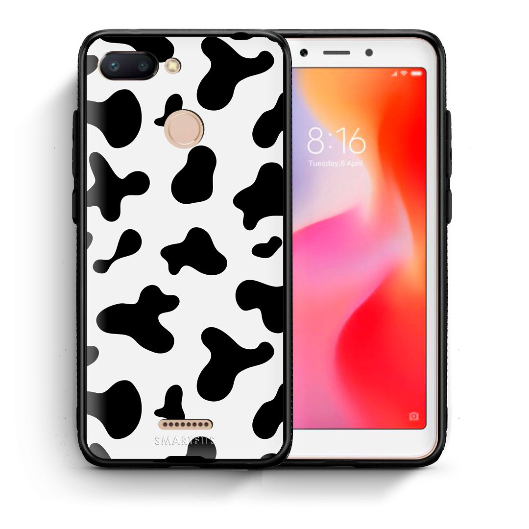 Θήκη Xiaomi Redmi 6 Cow Print από τη Smartfits με σχέδιο στο πίσω μέρος και μαύρο περίβλημα | Xiaomi Redmi 6 Cow Print case with colorful back and black bezels