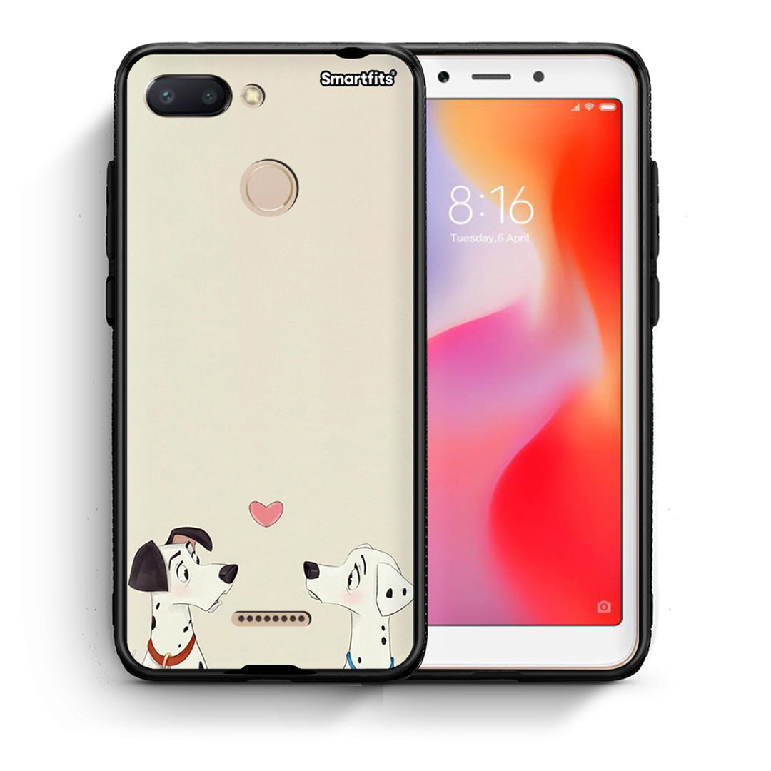 Θήκη Xiaomi Redmi 6 Dalmatians Love από τη Smartfits με σχέδιο στο πίσω μέρος και μαύρο περίβλημα | Xiaomi Redmi 6 Dalmatians Love case with colorful back and black bezels