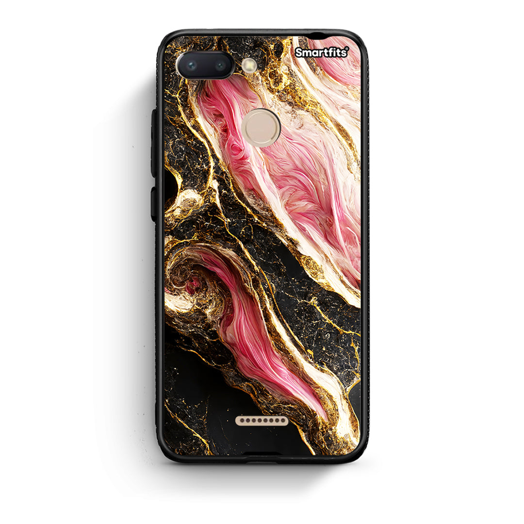 Xiaomi Redmi 6 Glamorous Pink Marble θήκη από τη Smartfits με σχέδιο στο πίσω μέρος και μαύρο περίβλημα | Smartphone case with colorful back and black bezels by Smartfits