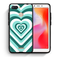 Thumbnail for Θήκη Xiaomi Redmi 6 Green Hearts από τη Smartfits με σχέδιο στο πίσω μέρος και μαύρο περίβλημα | Xiaomi Redmi 6 Green Hearts case with colorful back and black bezels