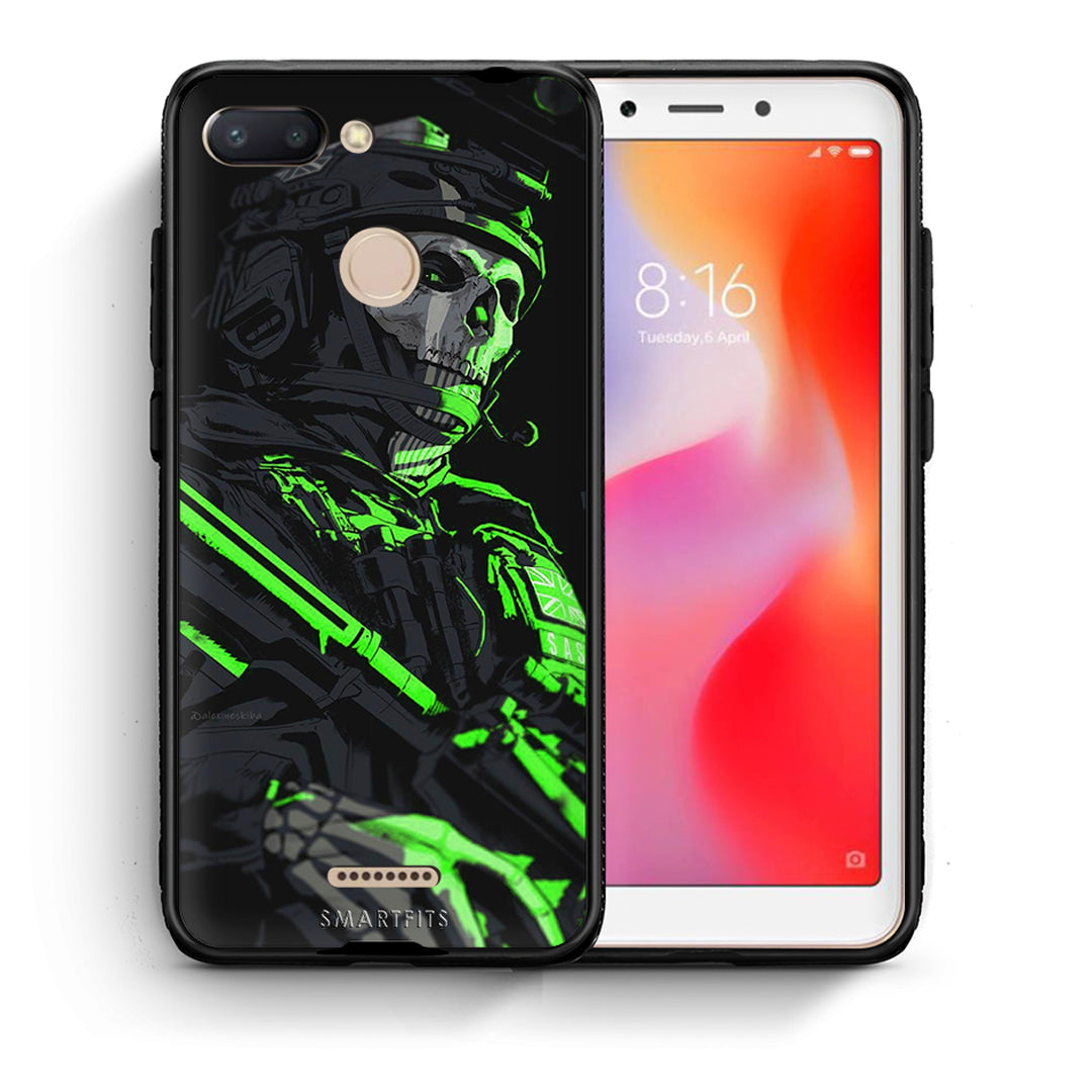 Θήκη Αγίου Βαλεντίνου Xiaomi Redmi 6 Green Soldier από τη Smartfits με σχέδιο στο πίσω μέρος και μαύρο περίβλημα | Xiaomi Redmi 6 Green Soldier case with colorful back and black bezels