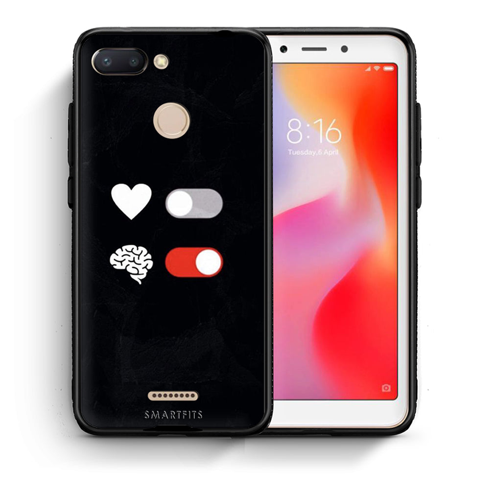 Θήκη Αγίου Βαλεντίνου Xiaomi Redmi 6 Heart Vs Brain από τη Smartfits με σχέδιο στο πίσω μέρος και μαύρο περίβλημα | Xiaomi Redmi 6 Heart Vs Brain case with colorful back and black bezels