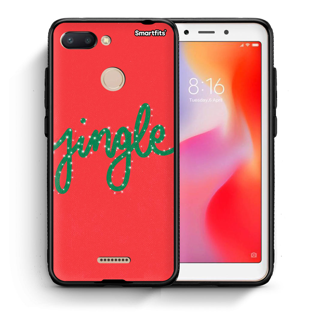 Θήκη Xiaomi Redmi 6 Jingle Xmas από τη Smartfits με σχέδιο στο πίσω μέρος και μαύρο περίβλημα | Xiaomi Redmi 6 Jingle Xmas case with colorful back and black bezels