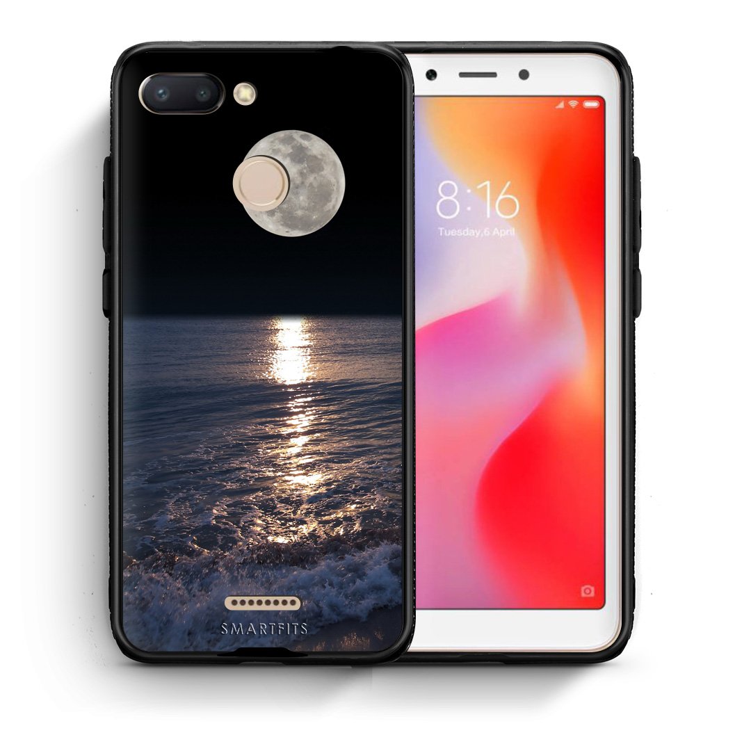 Θήκη Xiaomi Redmi 6 Moon Landscape από τη Smartfits με σχέδιο στο πίσω μέρος και μαύρο περίβλημα | Xiaomi Redmi 6 Moon Landscape case with colorful back and black bezels