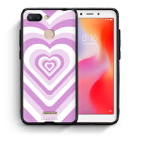 Thumbnail for Θήκη Xiaomi Redmi 6 Lilac Hearts από τη Smartfits με σχέδιο στο πίσω μέρος και μαύρο περίβλημα | Xiaomi Redmi 6 Lilac Hearts case with colorful back and black bezels