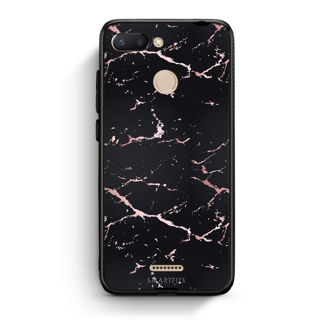 4 - Xiaomi Redmi 6  Black Rosegold Marble case, cover, bumper