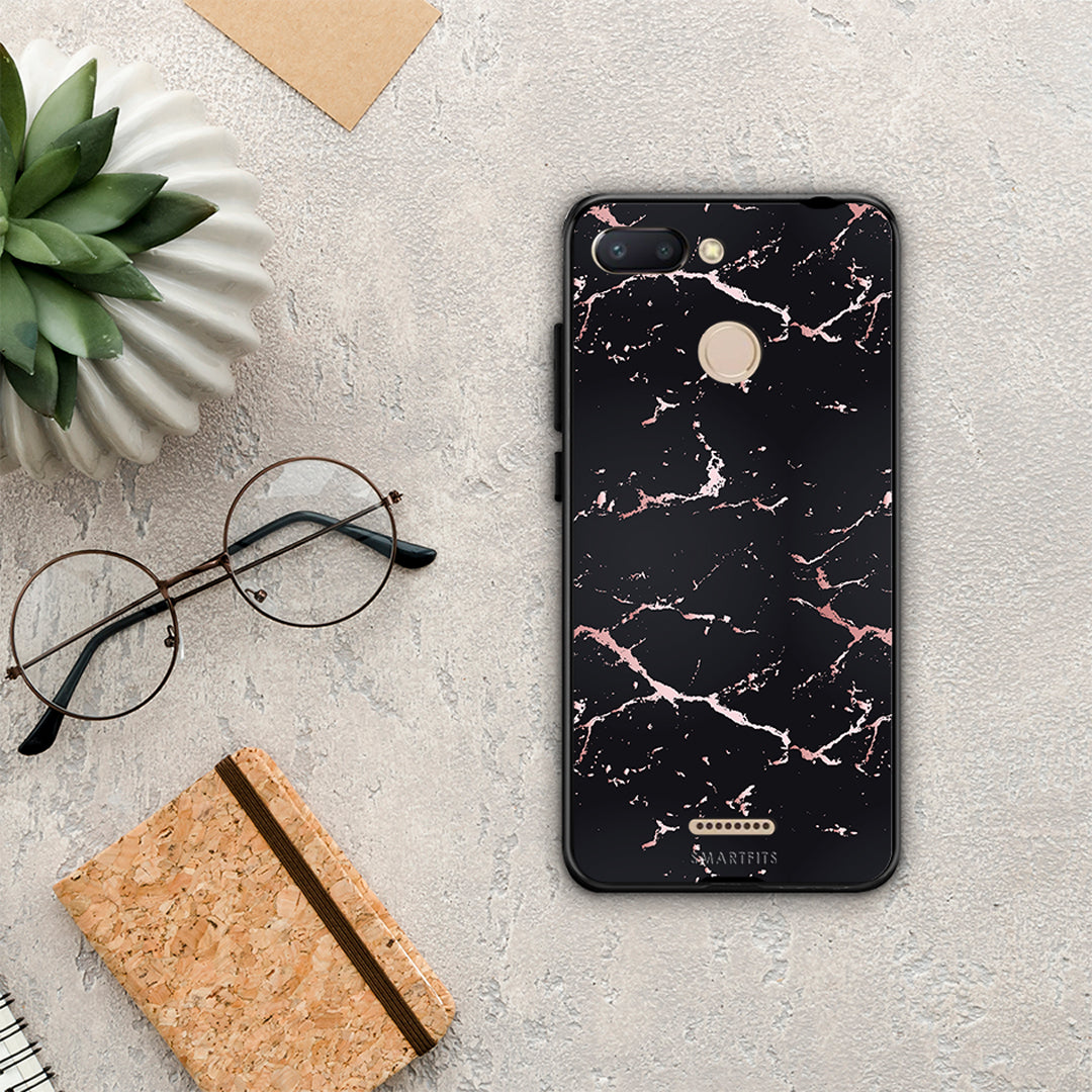 Marble Black Rosegold - Xiaomi Redmi 6 case