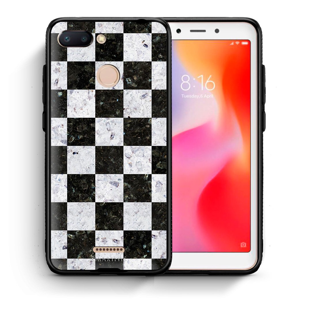 Θήκη Xiaomi Redmi 6 Square Geometric Marble από τη Smartfits με σχέδιο στο πίσω μέρος και μαύρο περίβλημα | Xiaomi Redmi 6 Square Geometric Marble case with colorful back and black bezels