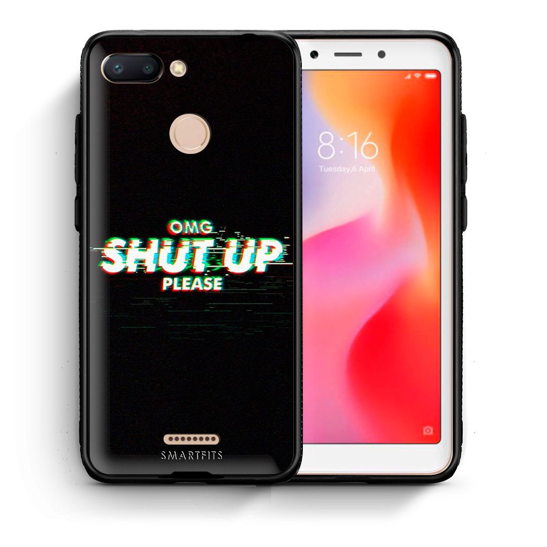 Θήκη Xiaomi Redmi 6 OMG ShutUp από τη Smartfits με σχέδιο στο πίσω μέρος και μαύρο περίβλημα | Xiaomi Redmi 6 OMG ShutUp case with colorful back and black bezels