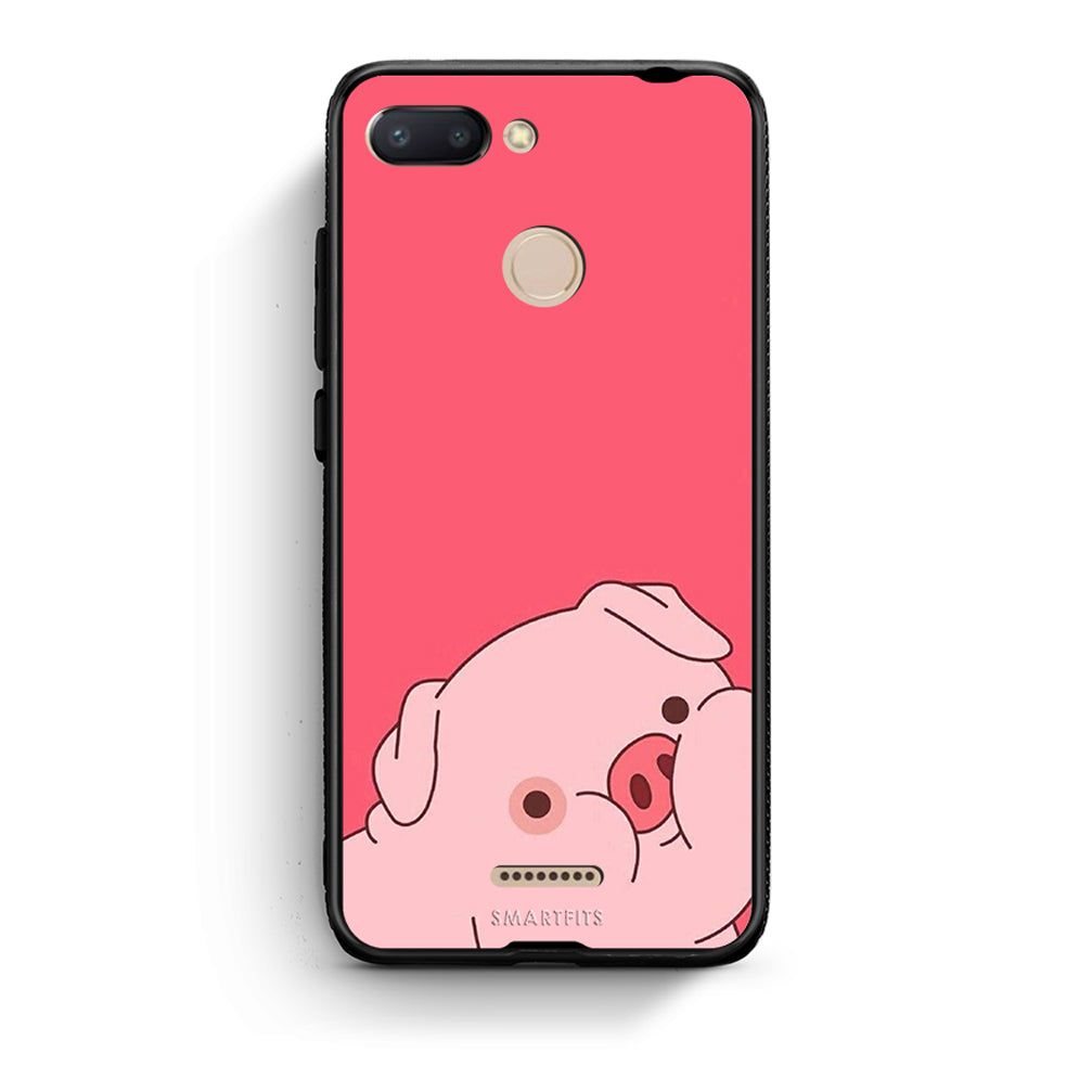 Xiaomi Redmi 6 Pig Love 1 Θήκη Αγίου Βαλεντίνου από τη Smartfits με σχέδιο στο πίσω μέρος και μαύρο περίβλημα | Smartphone case with colorful back and black bezels by Smartfits