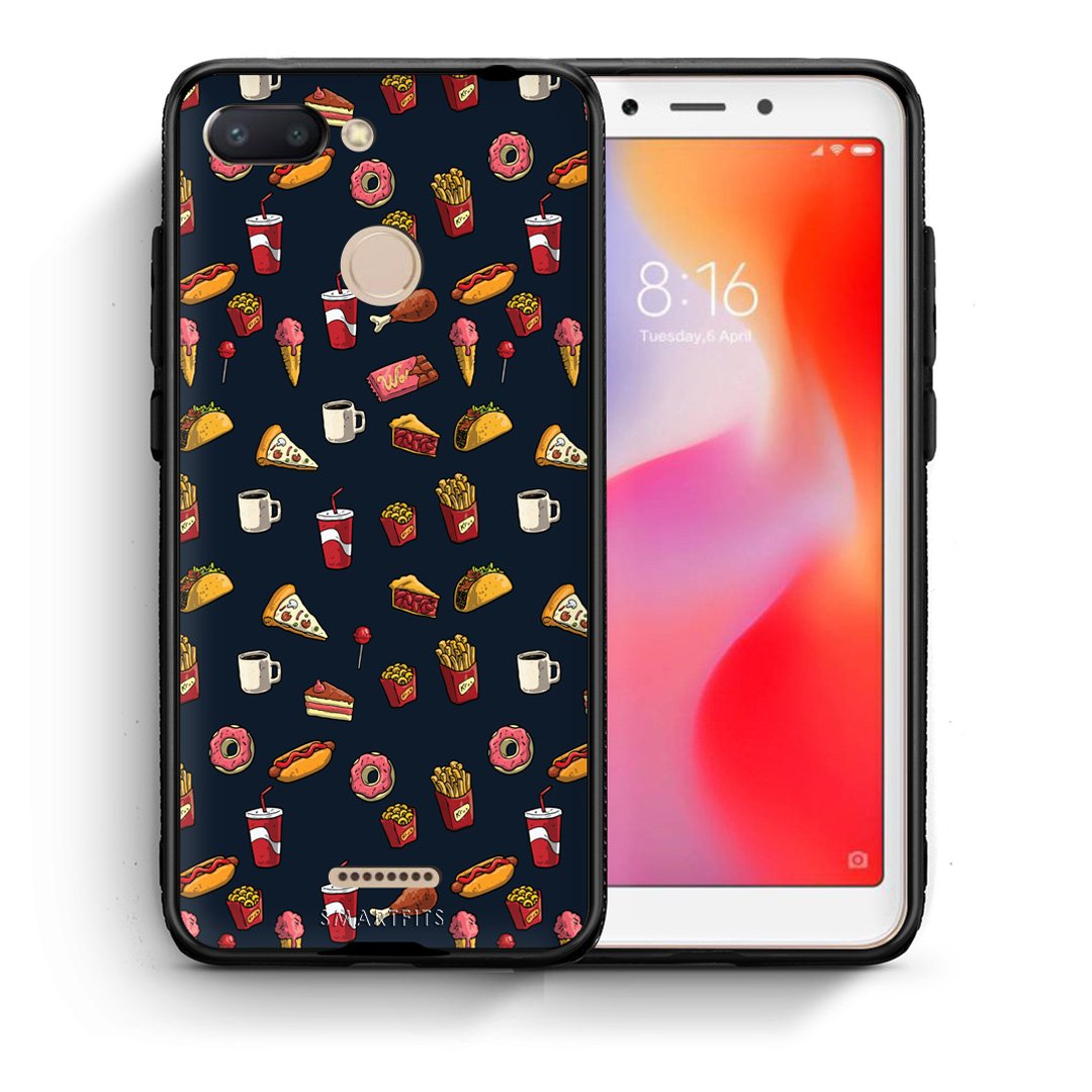Θήκη Xiaomi Redmi 6 Hungry Random από τη Smartfits με σχέδιο στο πίσω μέρος και μαύρο περίβλημα | Xiaomi Redmi 6 Hungry Random case with colorful back and black bezels