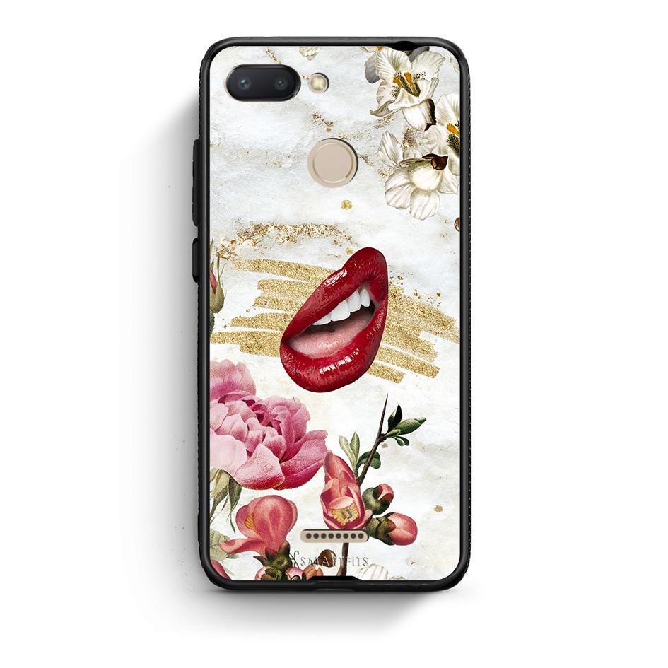 Xiaomi Redmi 6 Red Lips θήκη από τη Smartfits με σχέδιο στο πίσω μέρος και μαύρο περίβλημα | Smartphone case with colorful back and black bezels by Smartfits