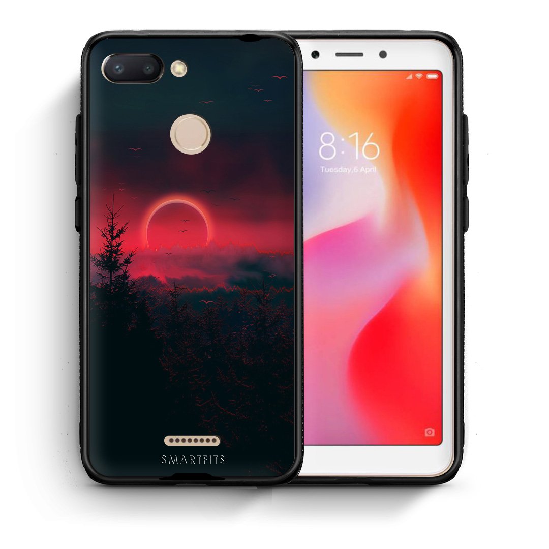 Θήκη Xiaomi Redmi 6 Sunset Tropic από τη Smartfits με σχέδιο στο πίσω μέρος και μαύρο περίβλημα | Xiaomi Redmi 6 Sunset Tropic case with colorful back and black bezels