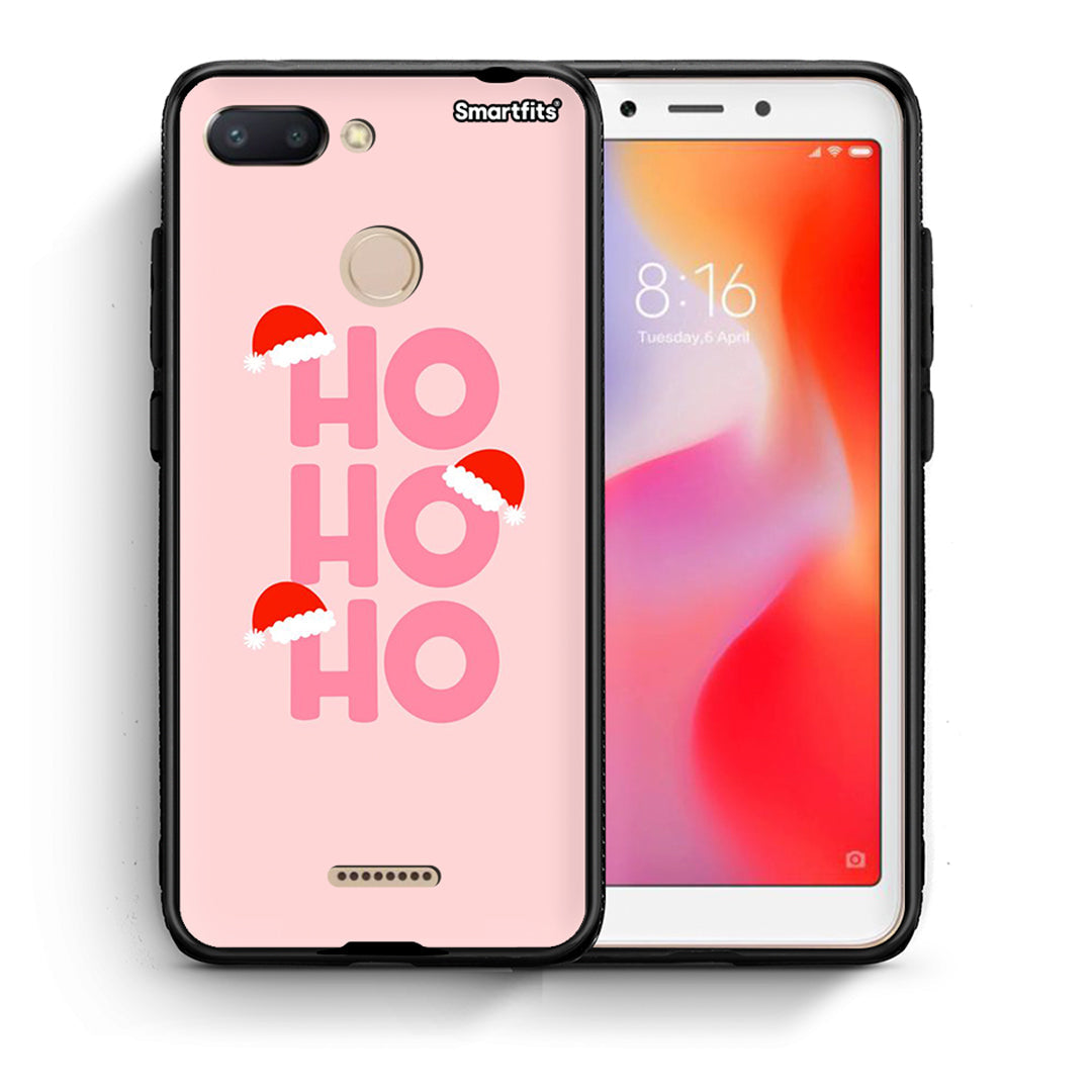 Θήκη Xiaomi Redmi 6 Xmas Ho Ho Ho από τη Smartfits με σχέδιο στο πίσω μέρος και μαύρο περίβλημα | Xiaomi Redmi 6 Xmas Ho Ho Ho case with colorful back and black bezels