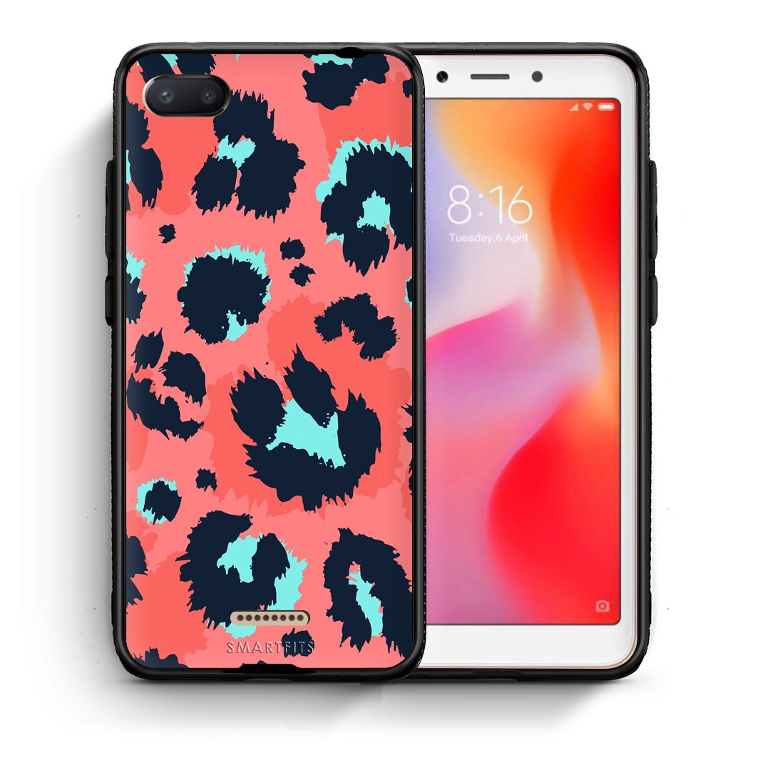 Θήκη Xiaomi Redmi 6A Pink Leopard Animal από τη Smartfits με σχέδιο στο πίσω μέρος και μαύρο περίβλημα | Xiaomi Redmi 6A Pink Leopard Animal case with colorful back and black bezels