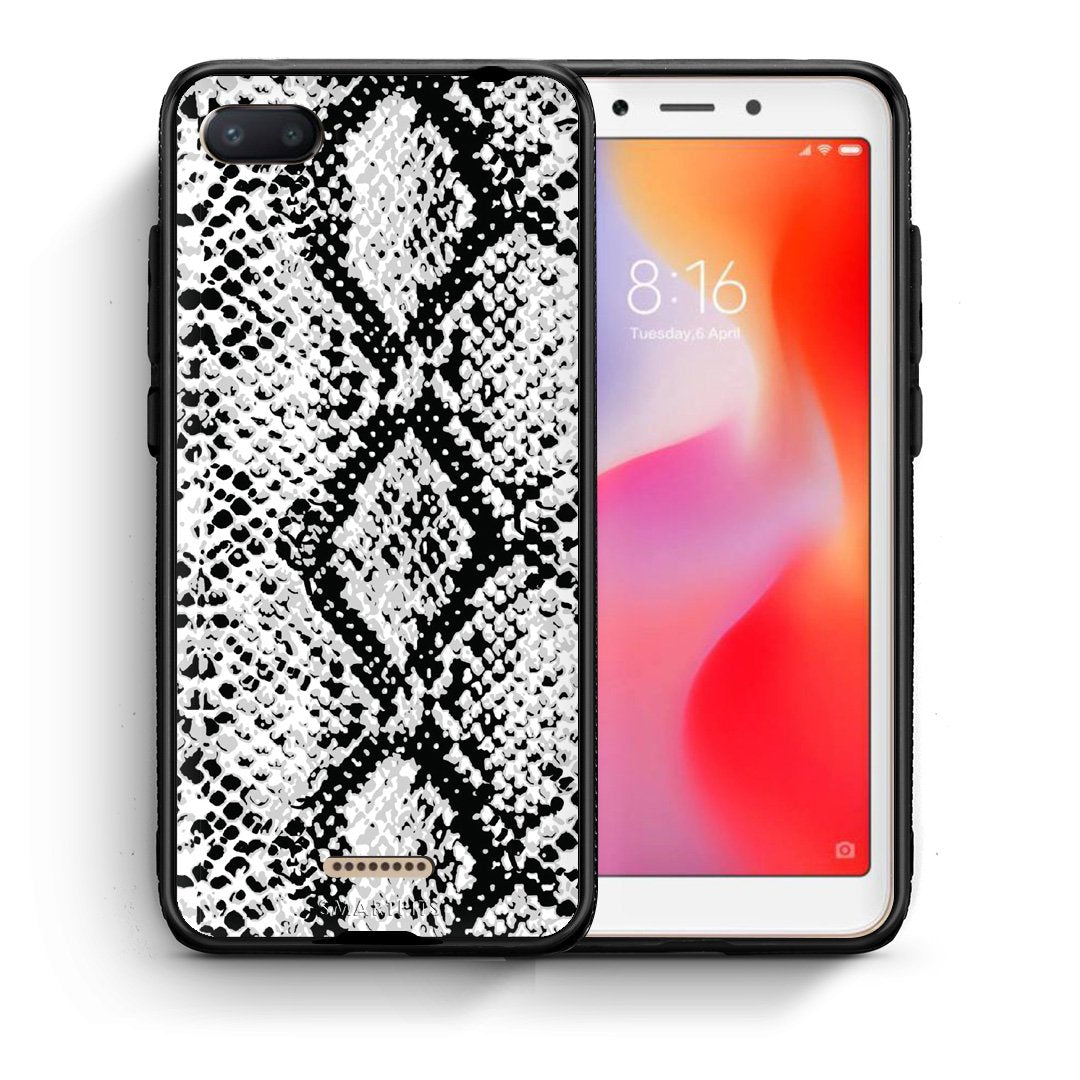 Θήκη Xiaomi Redmi 6A White Snake Animal από τη Smartfits με σχέδιο στο πίσω μέρος και μαύρο περίβλημα | Xiaomi Redmi 6A White Snake Animal case with colorful back and black bezels