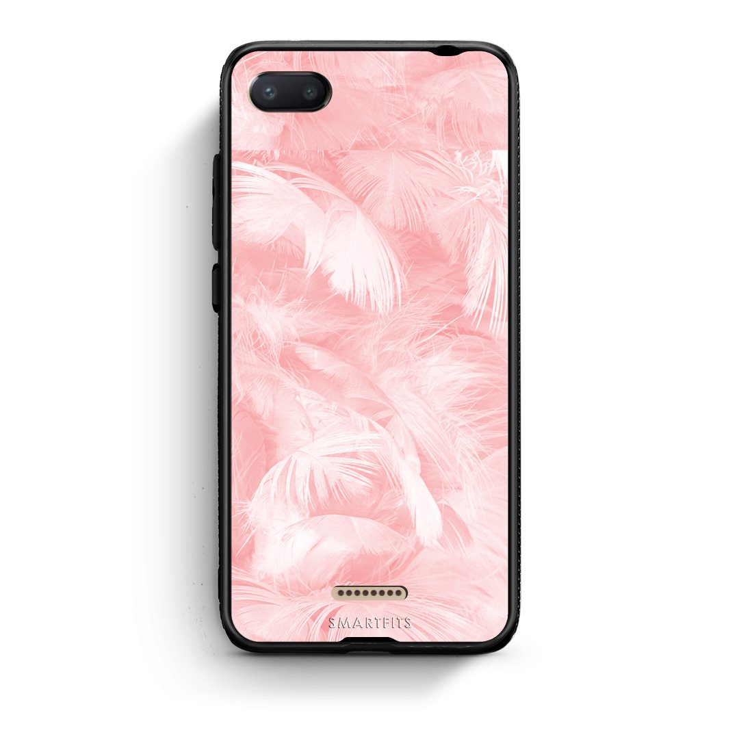 33 - Xiaomi Redmi 6A Pink Feather Boho case, cover, bumper