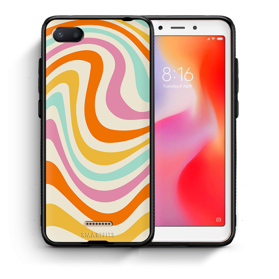 Θήκη Xiaomi Redmi 6A Colourful Waves από τη Smartfits με σχέδιο στο πίσω μέρος και μαύρο περίβλημα | Xiaomi Redmi 6A Colourful Waves case with colorful back and black bezels