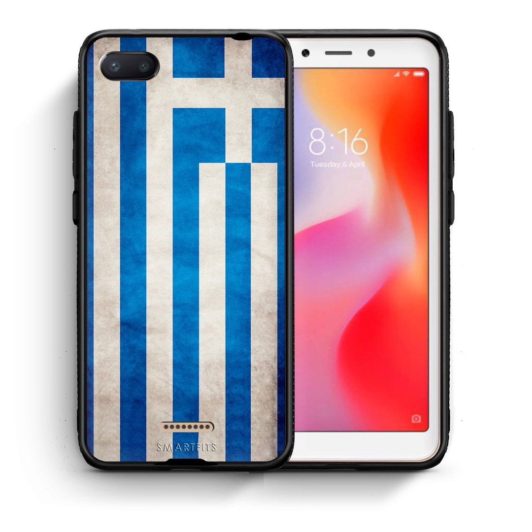 Θήκη Xiaomi Redmi 6A Greek Flag από τη Smartfits με σχέδιο στο πίσω μέρος και μαύρο περίβλημα | Xiaomi Redmi 6A Greek Flag case with colorful back and black bezels