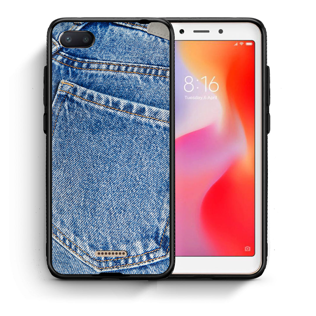 Θήκη Xiaomi Redmi 6A Jeans Pocket από τη Smartfits με σχέδιο στο πίσω μέρος και μαύρο περίβλημα | Xiaomi Redmi 6A Jeans Pocket case with colorful back and black bezels