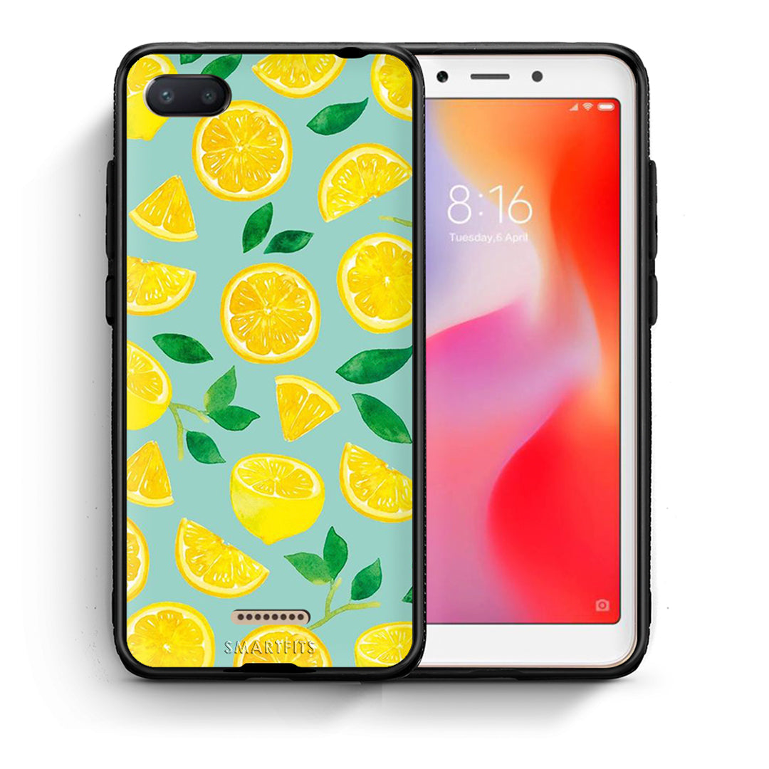 Θήκη Xiaomi Redmi 6A Lemons από τη Smartfits με σχέδιο στο πίσω μέρος και μαύρο περίβλημα | Xiaomi Redmi 6A Lemons case with colorful back and black bezels