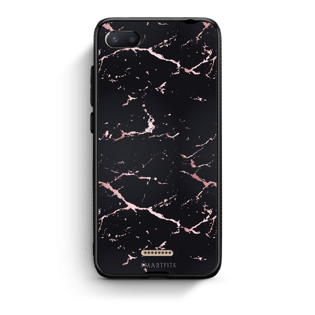 4 - Xiaomi Redmi 6A Black Rosegold Marble case, cover, bumper