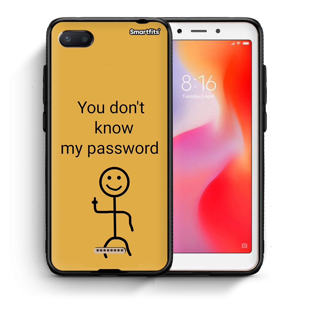Θήκη Xiaomi Redmi 6A My Password από τη Smartfits με σχέδιο στο πίσω μέρος και μαύρο περίβλημα | Xiaomi Redmi 6A My Password case with colorful back and black bezels