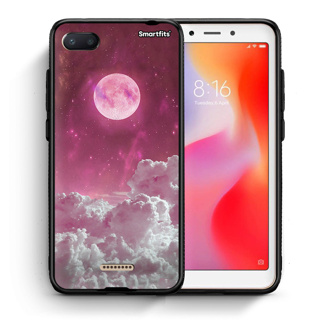Θήκη Xiaomi Redmi 6A Pink Moon από τη Smartfits με σχέδιο στο πίσω μέρος και μαύρο περίβλημα | Xiaomi Redmi 6A Pink Moon case with colorful back and black bezels