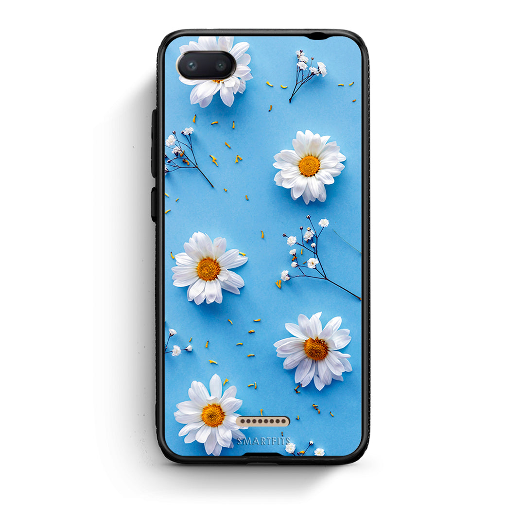 Xiaomi Redmi 6A Real Daisies θήκη από τη Smartfits με σχέδιο στο πίσω μέρος και μαύρο περίβλημα | Smartphone case with colorful back and black bezels by Smartfits