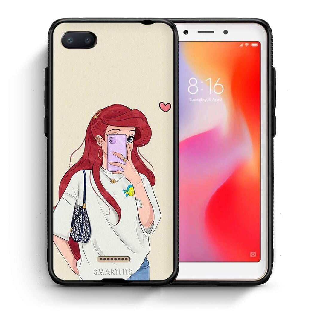 Θήκη Xiaomi Redmi 6A Walking Mermaid από τη Smartfits με σχέδιο στο πίσω μέρος και μαύρο περίβλημα | Xiaomi Redmi 6A Walking Mermaid case with colorful back and black bezels