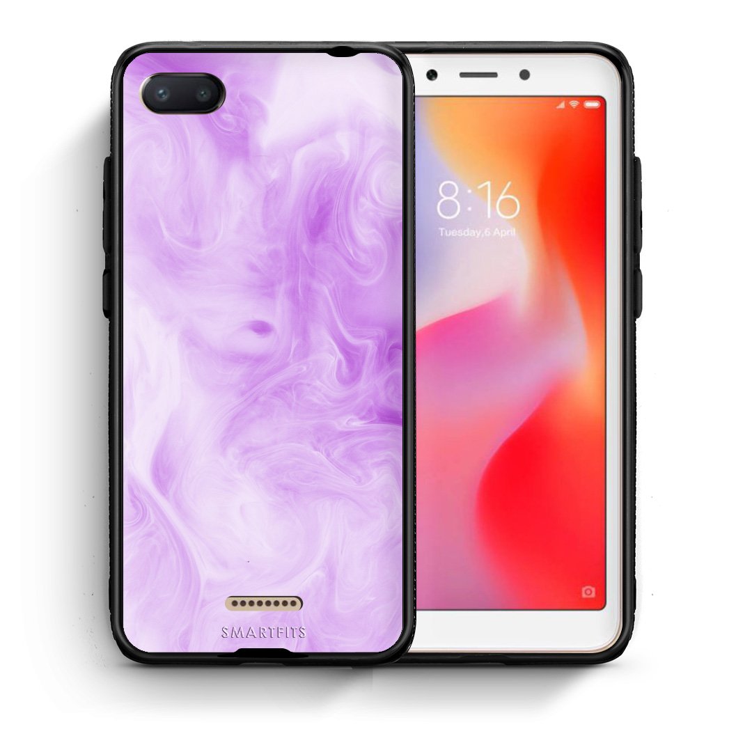 Θήκη Xiaomi Redmi 6A Lavender Watercolor από τη Smartfits με σχέδιο στο πίσω μέρος και μαύρο περίβλημα | Xiaomi Redmi 6A Lavender Watercolor case with colorful back and black bezels