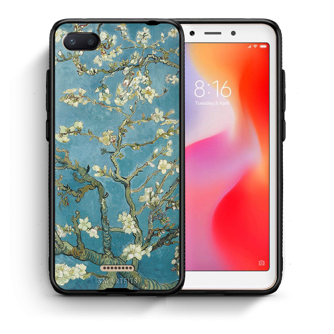Θήκη Xiaomi Redmi 6A White Blossoms από τη Smartfits με σχέδιο στο πίσω μέρος και μαύρο περίβλημα | Xiaomi Redmi 6A White Blossoms case with colorful back and black bezels