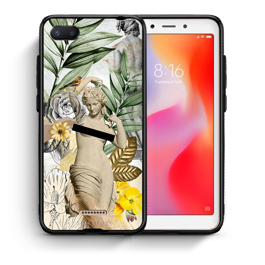Θήκη Xiaomi Redmi 6A Woman Statue από τη Smartfits με σχέδιο στο πίσω μέρος και μαύρο περίβλημα | Xiaomi Redmi 6A Woman Statue case with colorful back and black bezels