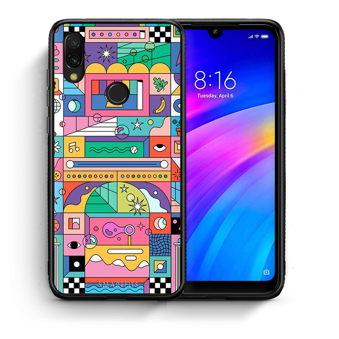 Θήκη Xiaomi Redmi 7 Bubbles Soap από τη Smartfits με σχέδιο στο πίσω μέρος και μαύρο περίβλημα | Xiaomi Redmi 7 Bubbles Soap case with colorful back and black bezels