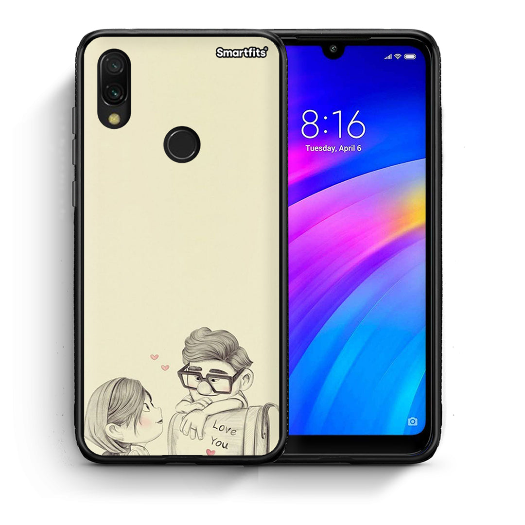 Θήκη Xiaomi Redmi 7 Carl And Ellie από τη Smartfits με σχέδιο στο πίσω μέρος και μαύρο περίβλημα | Xiaomi Redmi 7 Carl And Ellie case with colorful back and black bezels