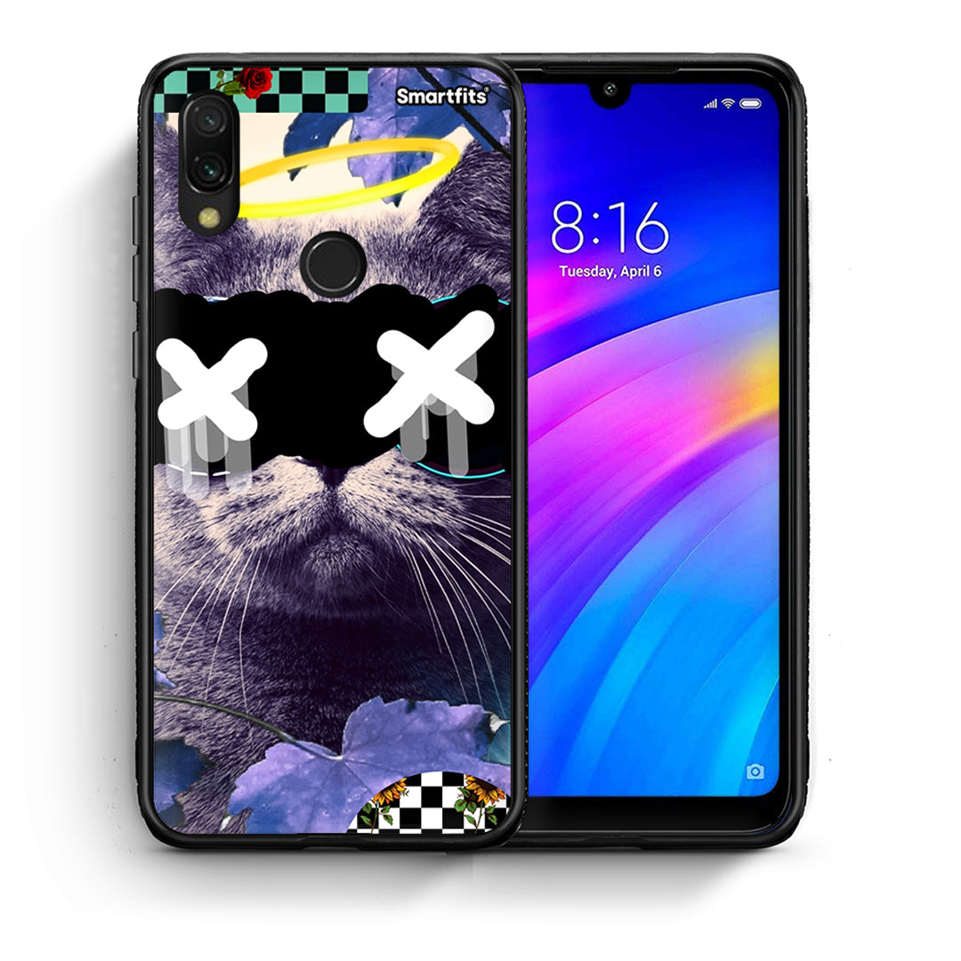 Θήκη Xiaomi Redmi 7 Cat Collage από τη Smartfits με σχέδιο στο πίσω μέρος και μαύρο περίβλημα | Xiaomi Redmi 7 Cat Collage case with colorful back and black bezels