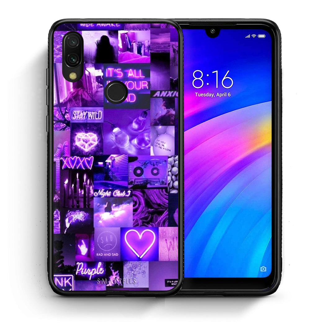 Θήκη Αγίου Βαλεντίνου Xiaomi Redmi 7 Collage Stay Wild από τη Smartfits με σχέδιο στο πίσω μέρος και μαύρο περίβλημα | Xiaomi Redmi 7 Collage Stay Wild case with colorful back and black bezels