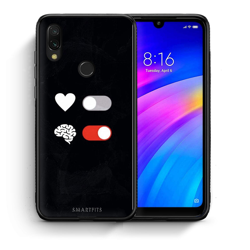 Θήκη Αγίου Βαλεντίνου Xiaomi Redmi 7 Heart Vs Brain από τη Smartfits με σχέδιο στο πίσω μέρος και μαύρο περίβλημα | Xiaomi Redmi 7 Heart Vs Brain case with colorful back and black bezels