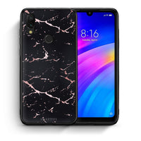 Thumbnail for Θήκη Xiaomi Redmi 7 Black Rosegold Marble από τη Smartfits με σχέδιο στο πίσω μέρος και μαύρο περίβλημα | Xiaomi Redmi 7 Black Rosegold Marble case with colorful back and black bezels