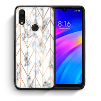 Thumbnail for Θήκη Xiaomi Redmi 7 Gold Geometric Marble από τη Smartfits με σχέδιο στο πίσω μέρος και μαύρο περίβλημα | Xiaomi Redmi 7 Gold Geometric Marble case with colorful back and black bezels