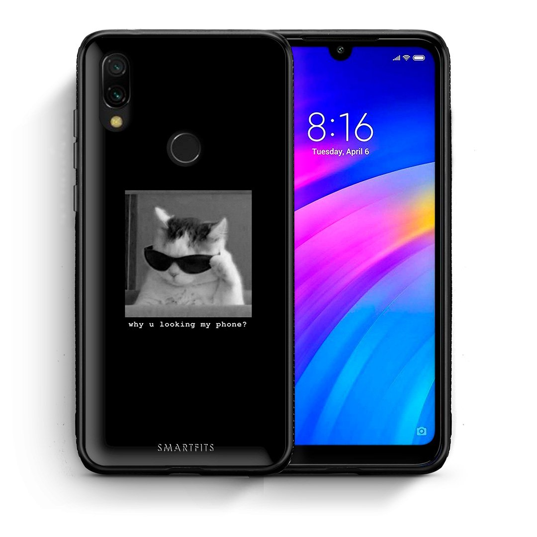 Θήκη Xiaomi Redmi 7 Meme Cat από τη Smartfits με σχέδιο στο πίσω μέρος και μαύρο περίβλημα | Xiaomi Redmi 7 Meme Cat case with colorful back and black bezels