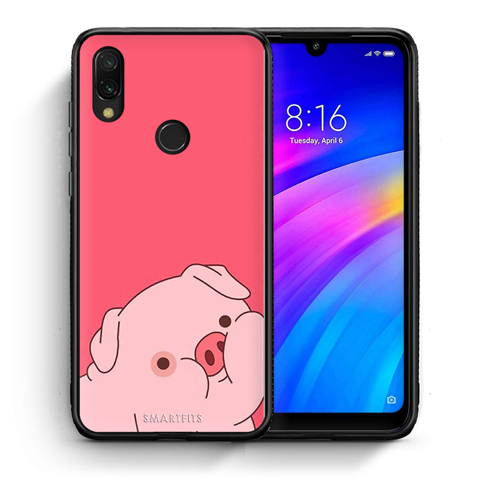 Θήκη Αγίου Βαλεντίνου Xiaomi Redmi 7 Pig Love 1 από τη Smartfits με σχέδιο στο πίσω μέρος και μαύρο περίβλημα | Xiaomi Redmi 7 Pig Love 1 case with colorful back and black bezels