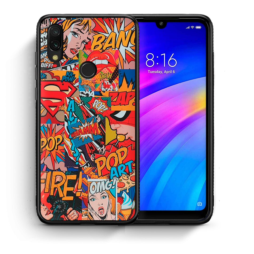 Θήκη Xiaomi Redmi 7 PopArt OMG από τη Smartfits με σχέδιο στο πίσω μέρος και μαύρο περίβλημα | Xiaomi Redmi 7 PopArt OMG case with colorful back and black bezels