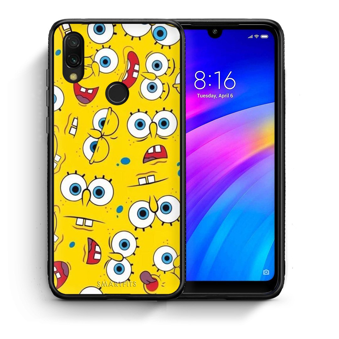 Θήκη Xiaomi Redmi 7 Sponge PopArt από τη Smartfits με σχέδιο στο πίσω μέρος και μαύρο περίβλημα | Xiaomi Redmi 7 Sponge PopArt case with colorful back and black bezels
