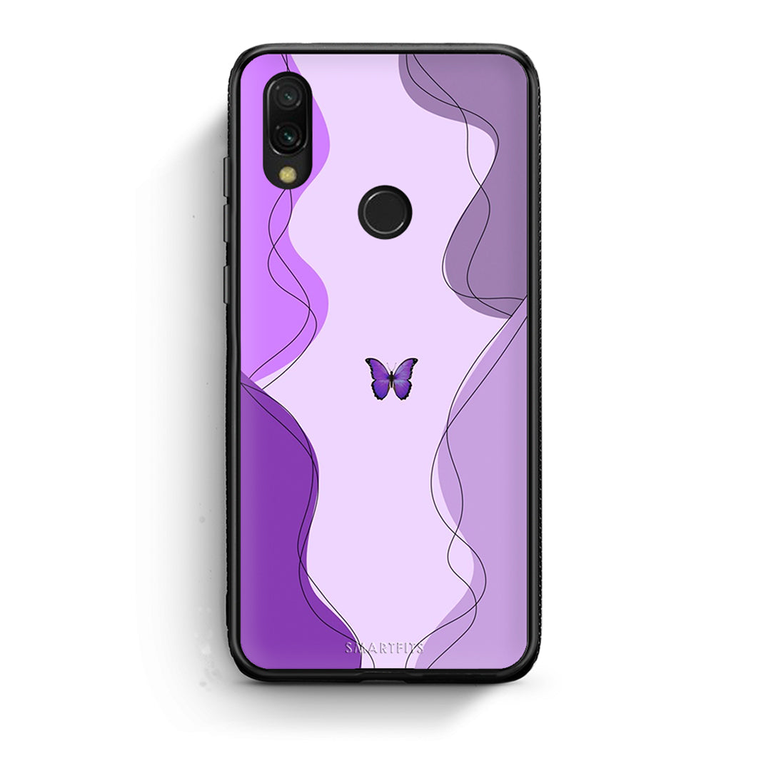 Xiaomi Redmi 7 Purple Mariposa Θήκη Αγίου Βαλεντίνου από τη Smartfits με σχέδιο στο πίσω μέρος και μαύρο περίβλημα | Smartphone case with colorful back and black bezels by Smartfits