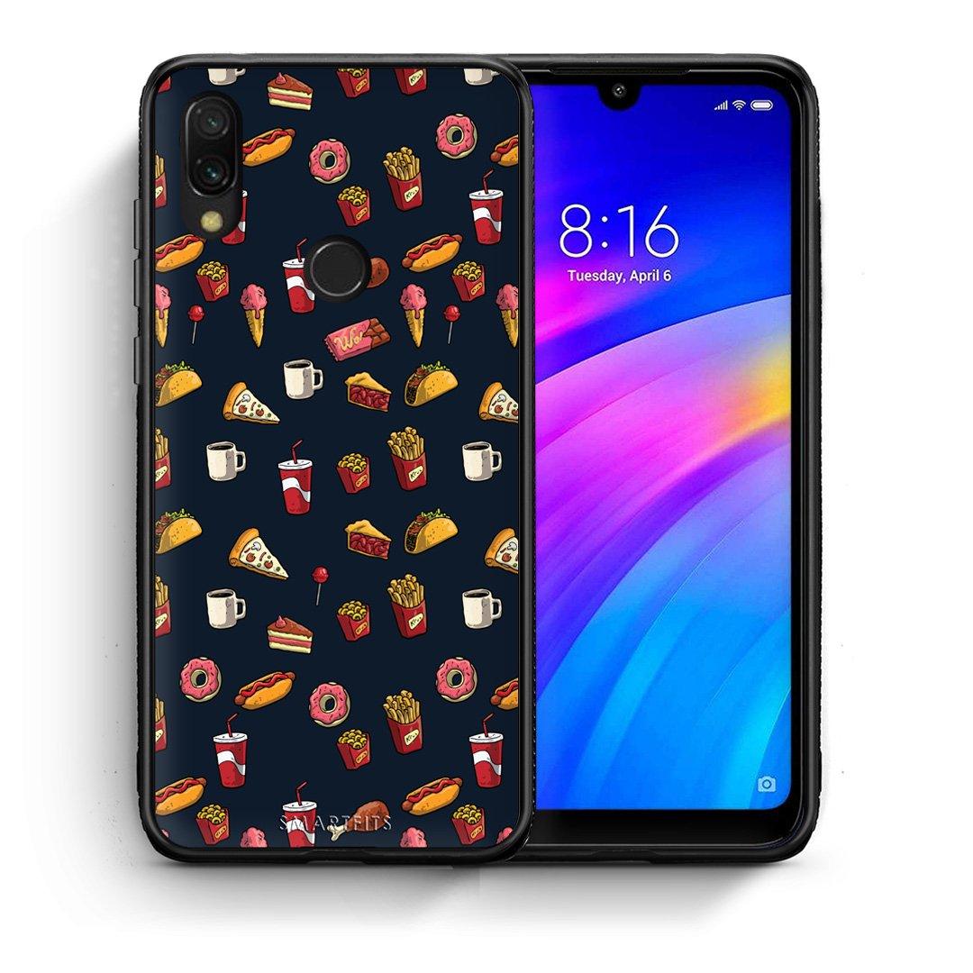 Θήκη Xiaomi Redmi 7 Hungry Random από τη Smartfits με σχέδιο στο πίσω μέρος και μαύρο περίβλημα | Xiaomi Redmi 7 Hungry Random case with colorful back and black bezels