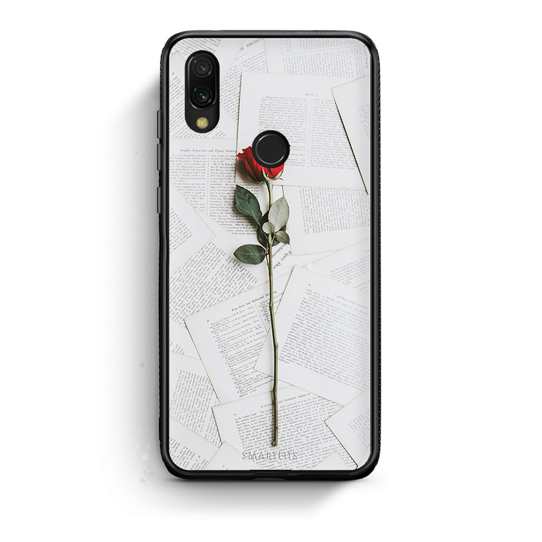 Xiaomi Redmi 7 Red Rose θήκη από τη Smartfits με σχέδιο στο πίσω μέρος και μαύρο περίβλημα | Smartphone case with colorful back and black bezels by Smartfits